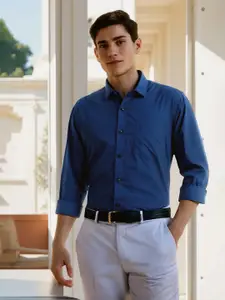 Allen Solly Men Slim Fit Spread Collar Solid Cotton Casual Shirt