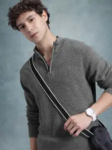 The Roadster Lifestyle Co. Solid Half Zipper Pure Cotton Longline Pullover