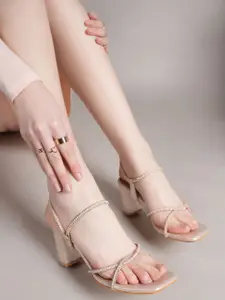 DressBerry Embellished Party Block Sandals