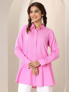 Libas Shirt Collar Pleated Kurti