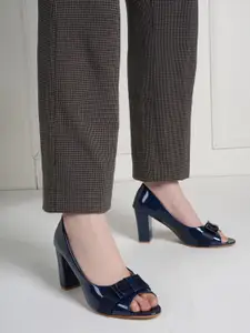 Lavie Party Solid Block Peep Toe Pumps  With Bow