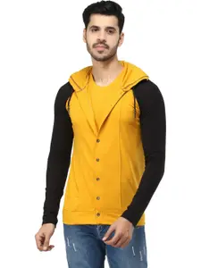 Black Collection Men Colourblocked Hooded Cotton Sweatshirt