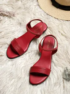 TRASE Open Toe Buckled Sandals with Kitten heels