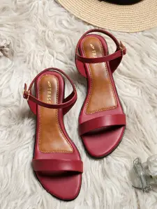 TRASE Open Toe Buckled Sandals with Kitten heels