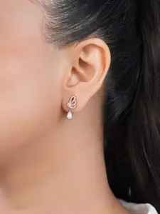 Zavya 925 Pure Sterling Silver Rose Gold-Plated Cubic Zirconia Studded Drop Earrings