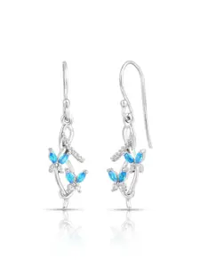 Zavya 925 Sterling Silver Rhodium-Plated Cubic Zirconia Studded Drop Earrings