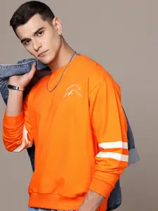 The Roadster Lifestyle Co. Men Striped Relaxed Pure Cotton Sweatshirt