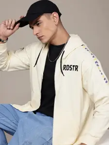 The Roadster Lifestyle Co. Printed Hooded Pure Cotton Front Open Sweatshirt