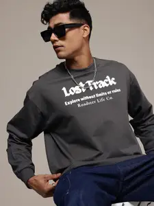 The Roadster Lifestyle Co. Typography Printed Pure Cotton Oversized Sweatshirt