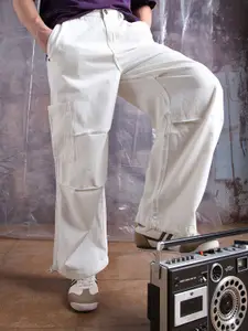 Hubberholme Men Parachute Cargo Denim Light Fade Loose Fit Jeans