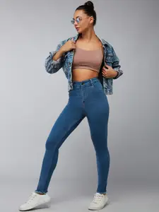 DOLCE CRUDO Women Skinny Fit High-Rise Light Fade Stretchable Jeans