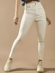 DOLCE CRUDO Women Skinny Fit High-Rise Light Fade Stretchable Jeans