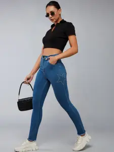 DOLCE CRUDO Women Skinny Fit High-Rise Light Fade Stretchable Jeans