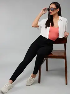 DOLCE CRUDO Women Skinny Fit High-Rise Heavy Fade Stretchable Jeans