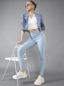 DOLCE CRUDO Women Skinny Fit High-Rise Highly Distressed No Fade Stretchable Jeans