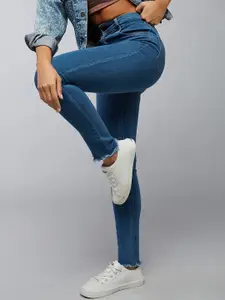 DOLCE CRUDO Women Skinny Fit High-Rise Light Fade Stretchable Jeans