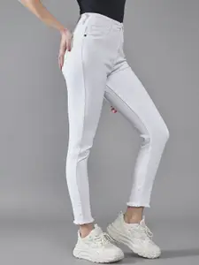 DOLCE CRUDO Women High-Rise Stretchable Cropped Skinny Fit Jeans