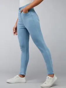 DOLCE CRUDO Women High-Rise Light Fade Stretchable Cropped Skinny Fit Denim Jeans