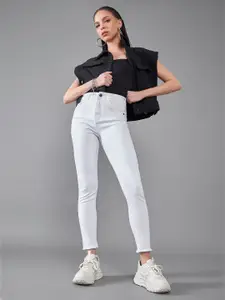 DOLCE CRUDO Women Skinny Fit High-Rise Light Fade Stretchable Jeans