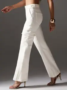 Miss Chase Women Wide Leg High-Rise Light Fade Stretchable Jeans