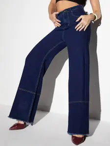 Miss Chase Women Wide Leg High-Rise Stretchable Jeans