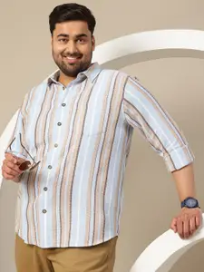Sztori Plus Size Premium Striped Pure Cotton Casual Shirt