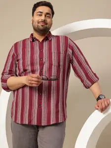 Sztori Plus Size Premium Striped Pure Cotton Casual Shirt