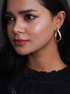 Adwitiya Collection Gold Plated Circular Shaped Half Hoop Earrings