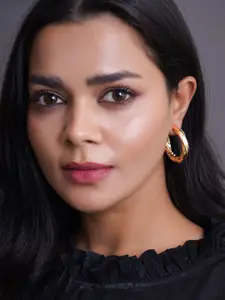 Adwitiya Collection Gold Plated Circular Half Hoop Earrings