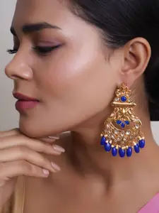 Adwitiya Collection Gold Plated Artificial Beads Beaded Contemporary Shaped Drop Earrings