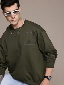 The Roadster Lifestyle Co. Pure Cotton Oversized Sweatshirt with Brand Logo Detail