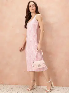 all about you Abstract Printed Scuba Sheath Midi Dress with Slit