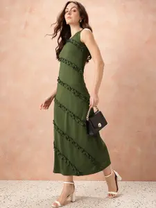 all about you Ruffled Scuba A-Line Maxi Dress