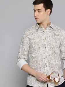 Flying Machine Slim Fit Opaque Abstract Printed Cotton Linen Casual Shirt