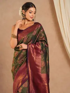Saree mall Ethnic Motifs Silk Blend Designer Kanjeevaram Sarees