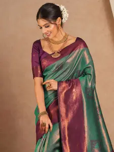 Saree mall Ethnic Motifs Silk Blend Designer Kanjeevaram Sarees