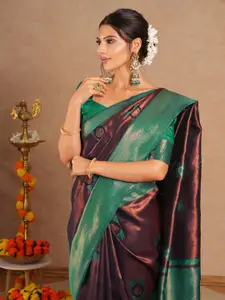 Saree mall Ethnic Motifs Silk Blend Designer Kanjeevaram Sarees