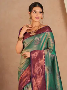 Saree mall Ethnic Motifs Silk Blend Designer Maheshwari Sarees