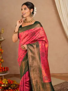 Saree mall Ethnic Motifs Silk Blend Designer Kanjeevaram Sarees