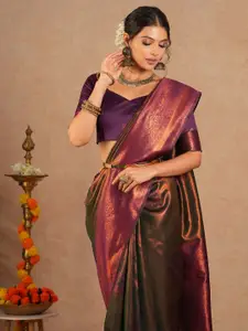 Saree mall Ethnic Motifs Silk Blend Designer Kanjeevaram Sarees