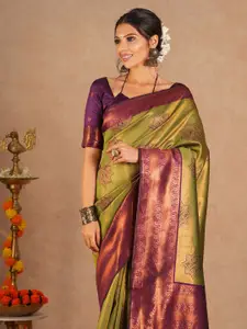 Saree mall Ethnic Motifs Silk Blend Designer Kanjeevaram Sarees