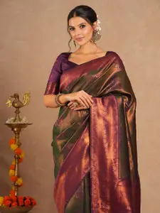 Saree mall Ethnic Motifs Silk Blend Designer Kanjeevaram Sarees