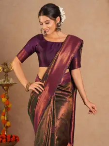 Saree mall Ethnic Motifs Silk Blend Designer Kanjeevaram Sarees