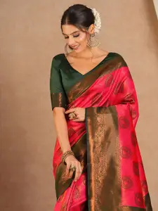 Saree mall Ethnic Motifs Silk Blend Designer Kanjeevaram Sarees