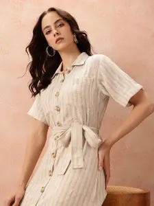 all about you Striped Pure Cotton A-Line Midi Dress