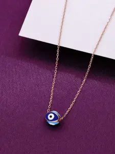 KAI JEWEL Sterling Silver Rose Gold-Plated Evil Eye Chain Pendant