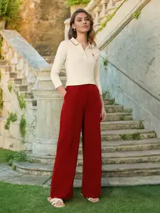 U.S. Polo Assn. Women Solid Polo Collar Cotton T-shirt