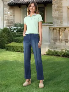 U.S. Polo Assn. Women Women Straight Fit High-Rise Light Fade Stretchable Jeans