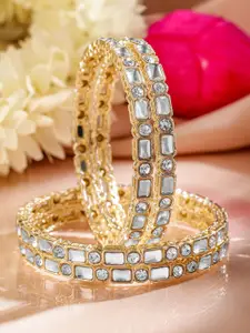 Rubans Set of 4 18K Gold-Plated American Diamond & Mirror  Studded Bangles