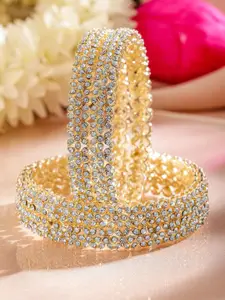 Rubans Set Of 4 18K Gold-Plated Dazzling AD Studded Premium Bangles for Women